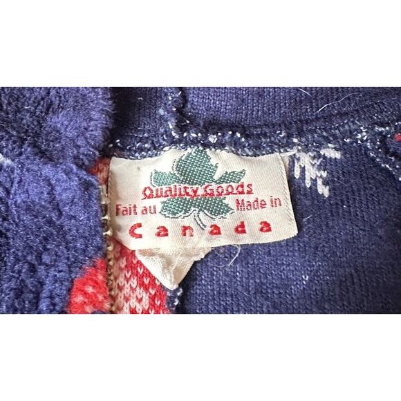 Vtg Quality Goods Canada Blue Moose Polar Bear Plush Fleece Bunting Snowsuit 24M - Picture 7 of 9